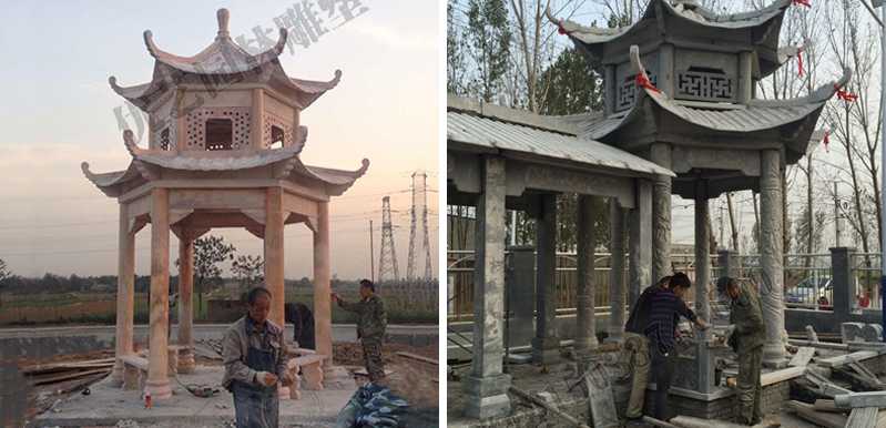 中式大理石涼亭安裝，石雕景觀亭子工廠，中式?jīng)鐾S家