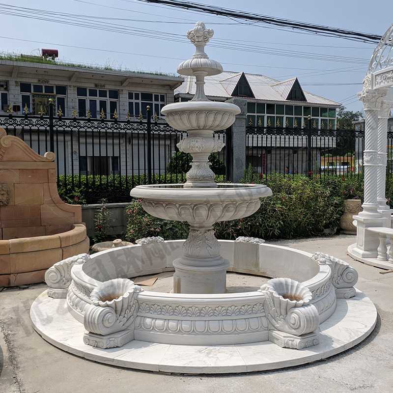 景觀噴泉定制，園林石雕噴泉，大理石噴泉