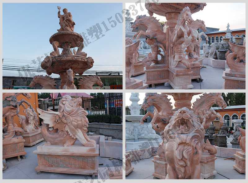 大理石景觀噴泉，石雕噴泉廠家，歐式人物動物噴泉