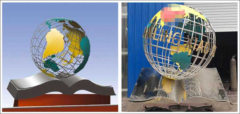 不銹鋼地球，景觀地球雕塑，學(xué)校地球儀擺件