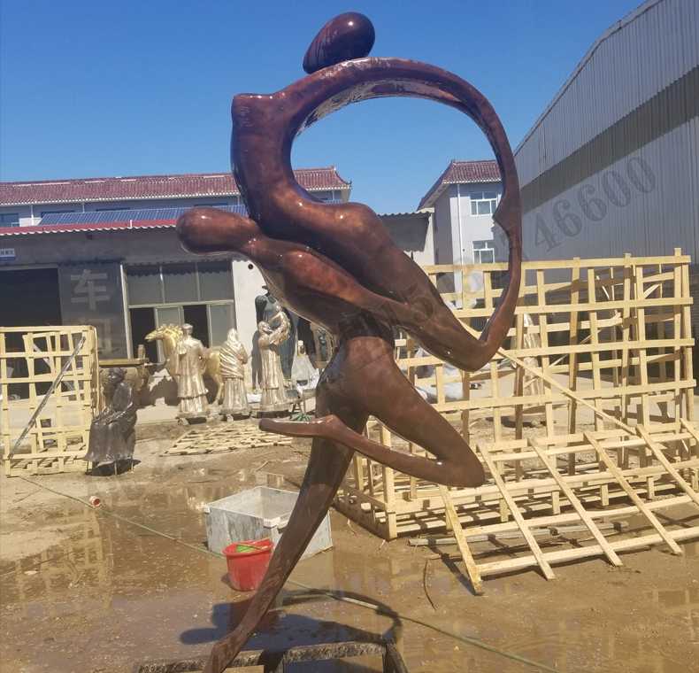 抽象舞蹈人物銅雕塑，銅男女跳舞雕塑，抽象銅人物雕塑