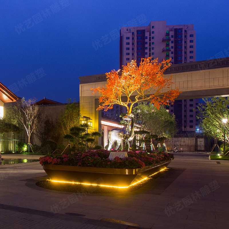 不銹鋼鹿，不銹鋼雕塑廠家，定制不銹鋼雕塑