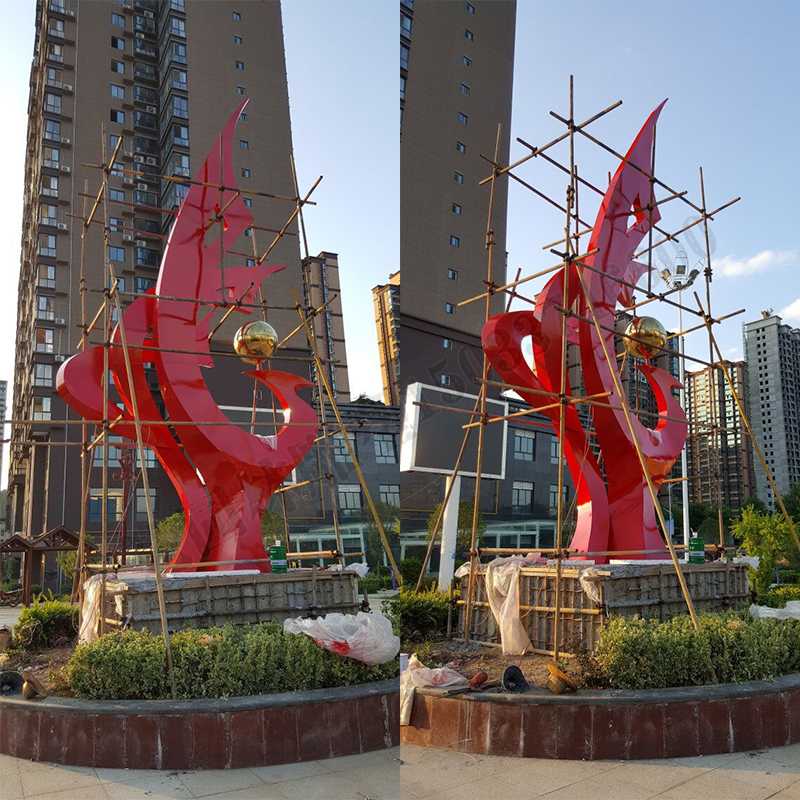 大型不銹鋼景觀雕塑，室外大型景觀雕塑，廣場不銹鋼標(biāo)志