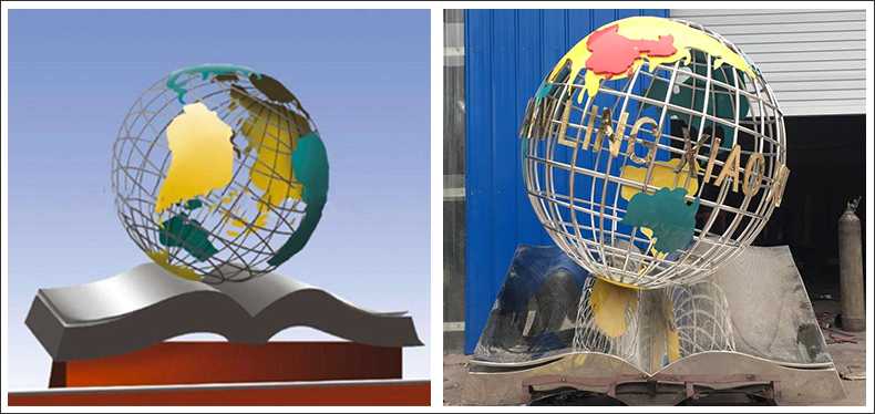 不銹鋼地球，景觀地球雕塑，學(xué)校地球儀擺件