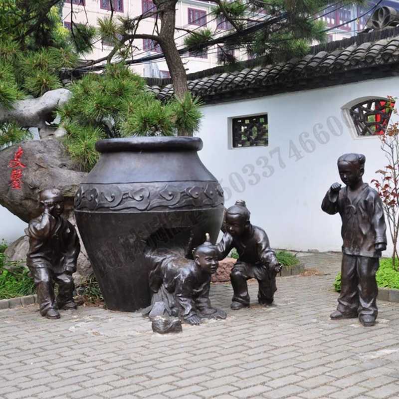 銅小孩雕塑，兒童銅雕塑