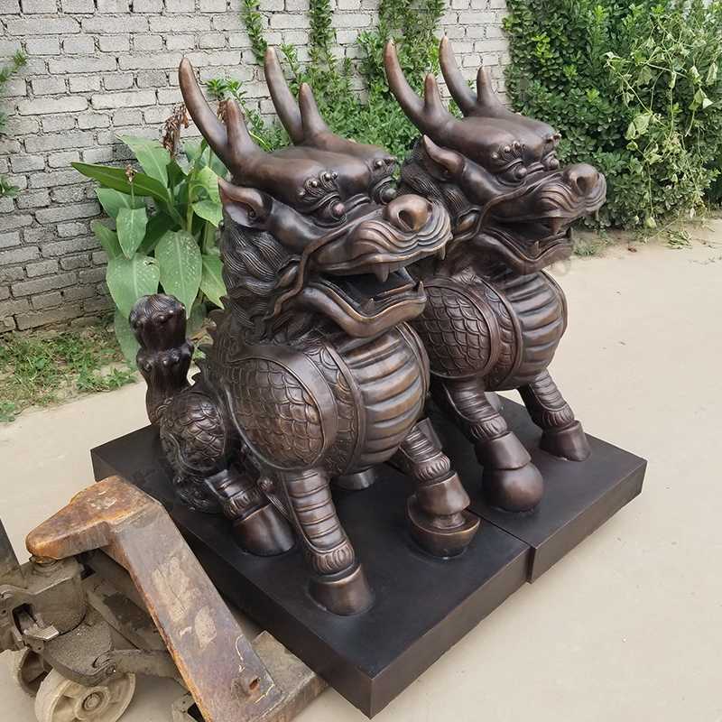 銅麒麟雕塑，銅麒麟擺件，鎮(zhèn)宅風(fēng)水麒麟